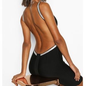 Backless Black Diamante Dress